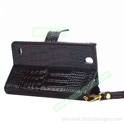 2015 New Products Wallet Style Leather Phone Case for Sony Xperia C4 with Lanyard